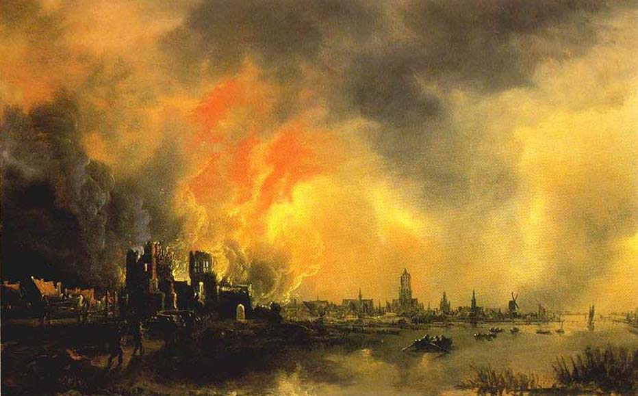 Burning Castle Before a City